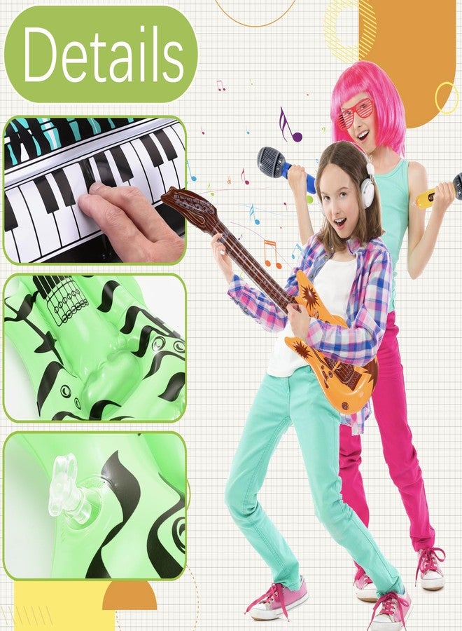 Dyrfolm 30 Pcs Inflatable Rock Star Toy Set,80s 90s Party Decorations Inflatable Party Props,Inflatable Guitar Microphone,Inflatable Piano,Saxophone Drum,Party Favors Rock and Roll Party Supplies - Image 3